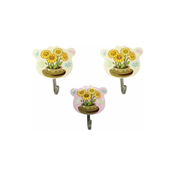 Percha Adhesiva Floral X3